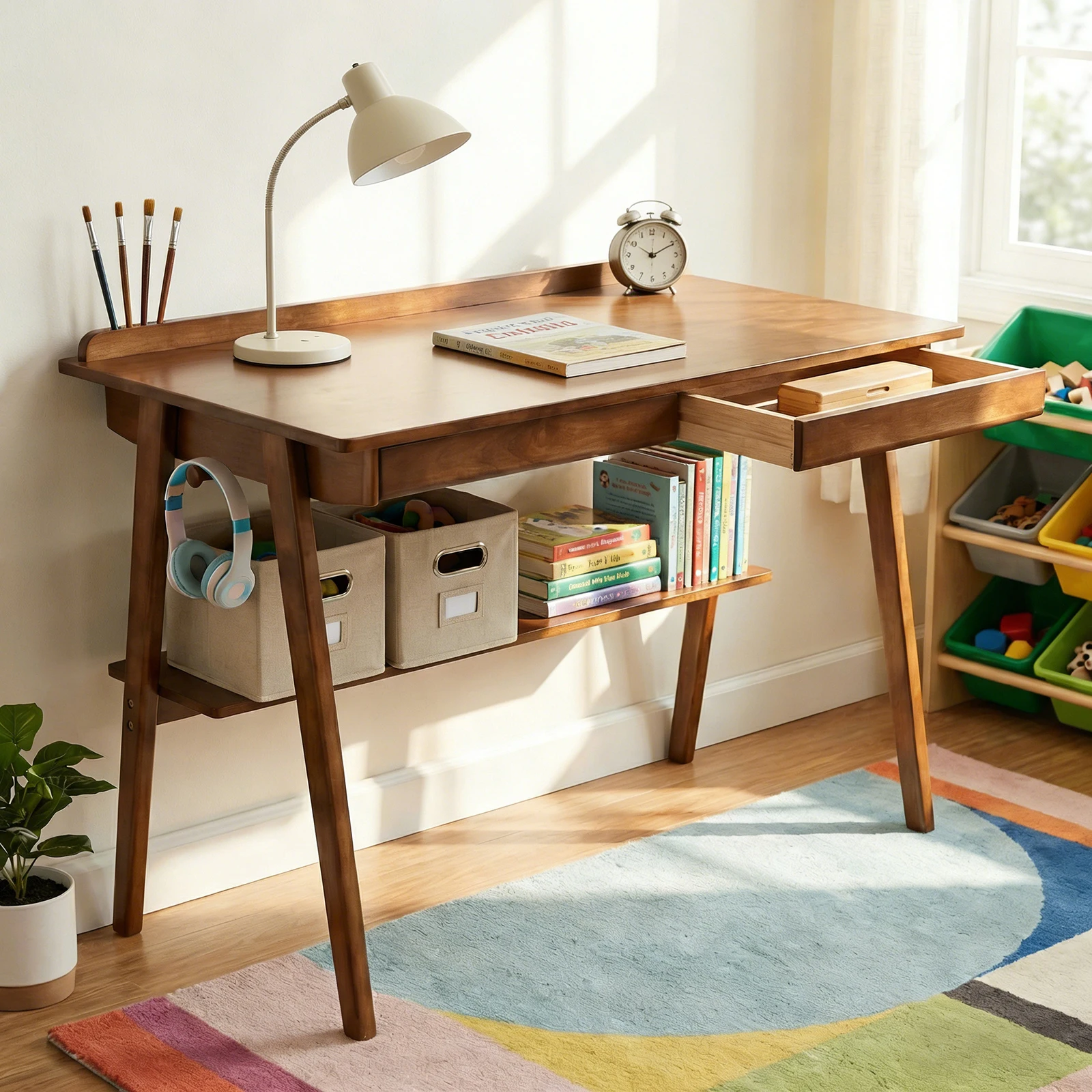 Office Furniture For Small Spaces - Solid Wood Writing Desk, Home Office