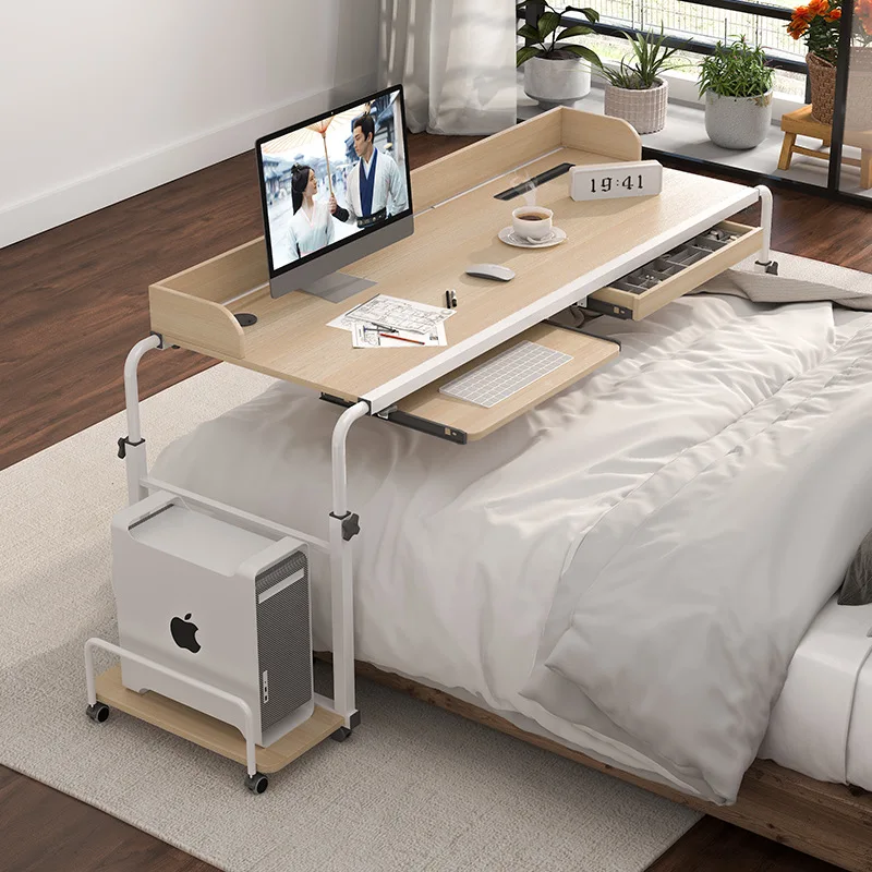 Adjustable Laptop Table - Overbed Desk Laptop Cart with Wheels