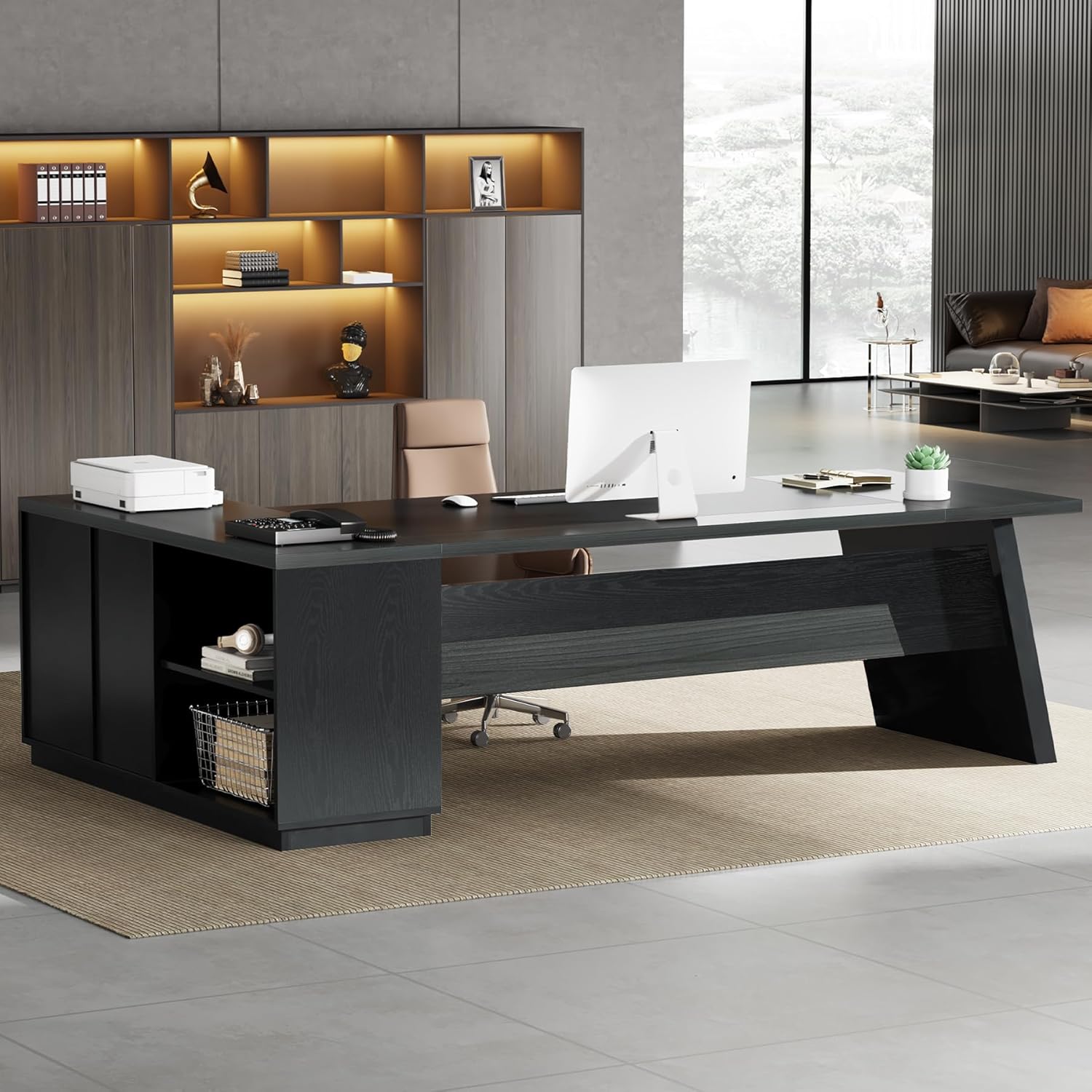 Office Furniture For Small Spaces - L-Shaped Executive Desk 78in Modern Office