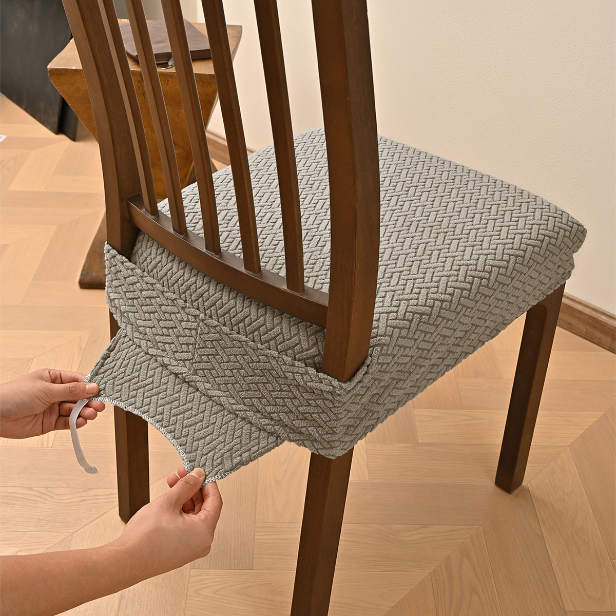 Visitor Chair Padded - 1pc/4pcs/6pcs Non-slip Striped Elastic Stool Cover