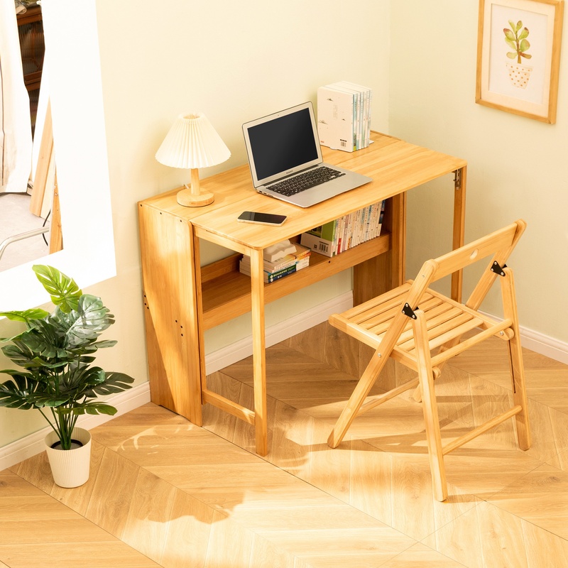 Natural Bamboo Foldable Desk f - Office Furniture For Small Spaces のレビューと価格