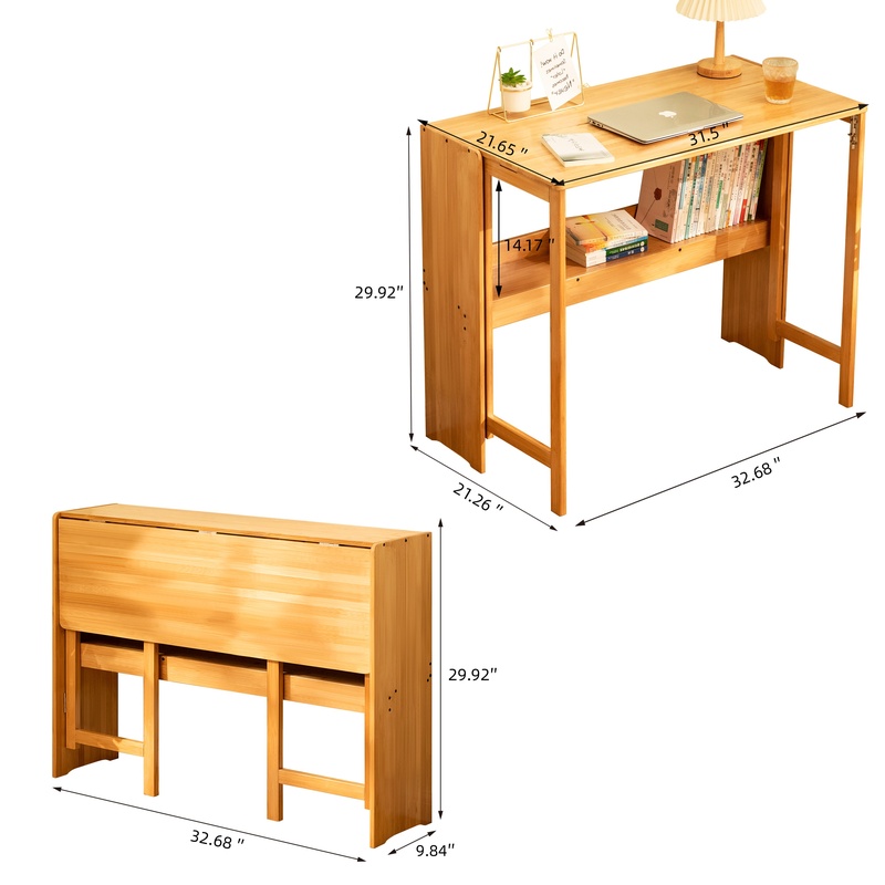 Natural Bamboo Foldable Desk f - Office Furniture For Small Spaces のレビューと価格