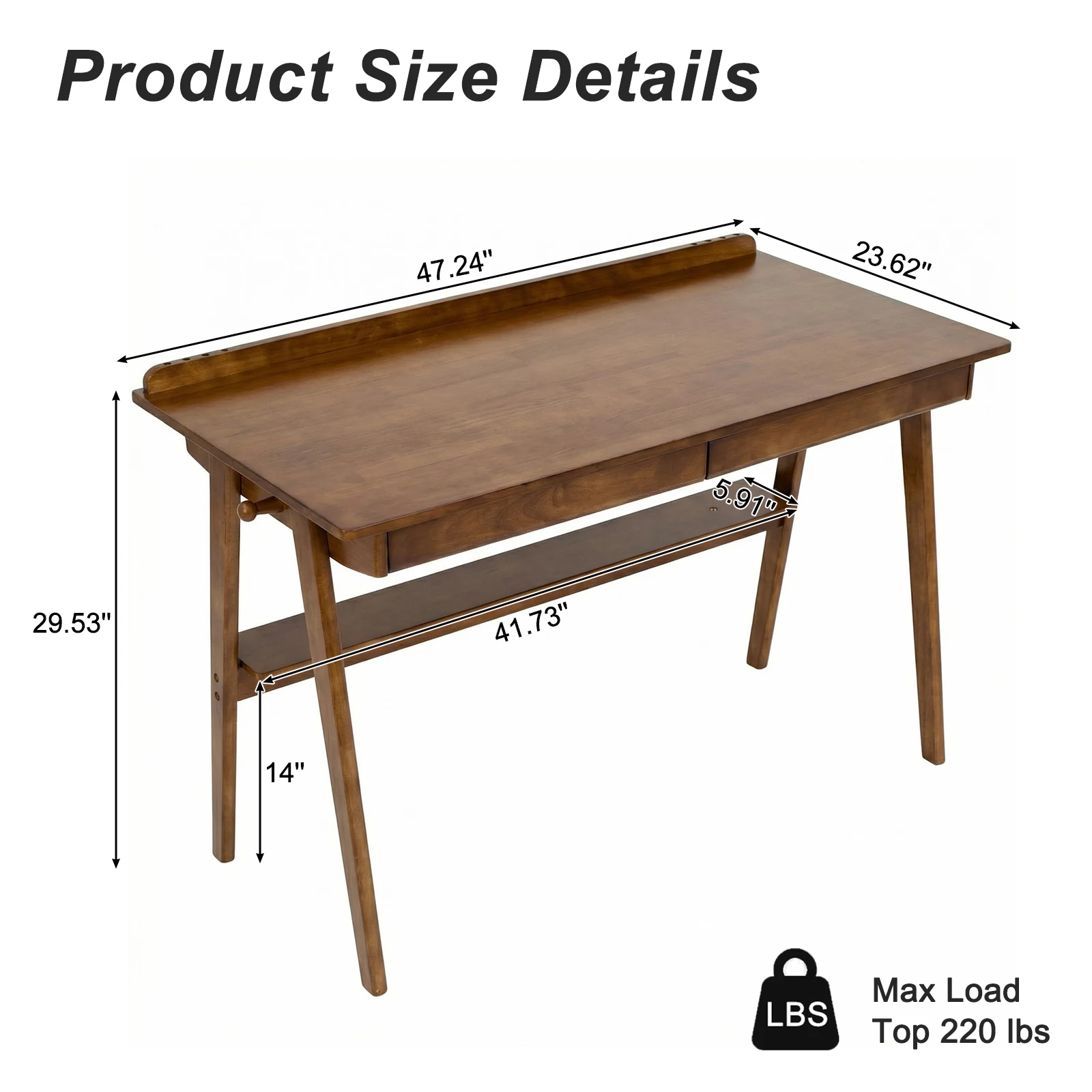 Solid Wood Writing Desk, Home  - Office Furniture For Small Spaces のレビューと価格