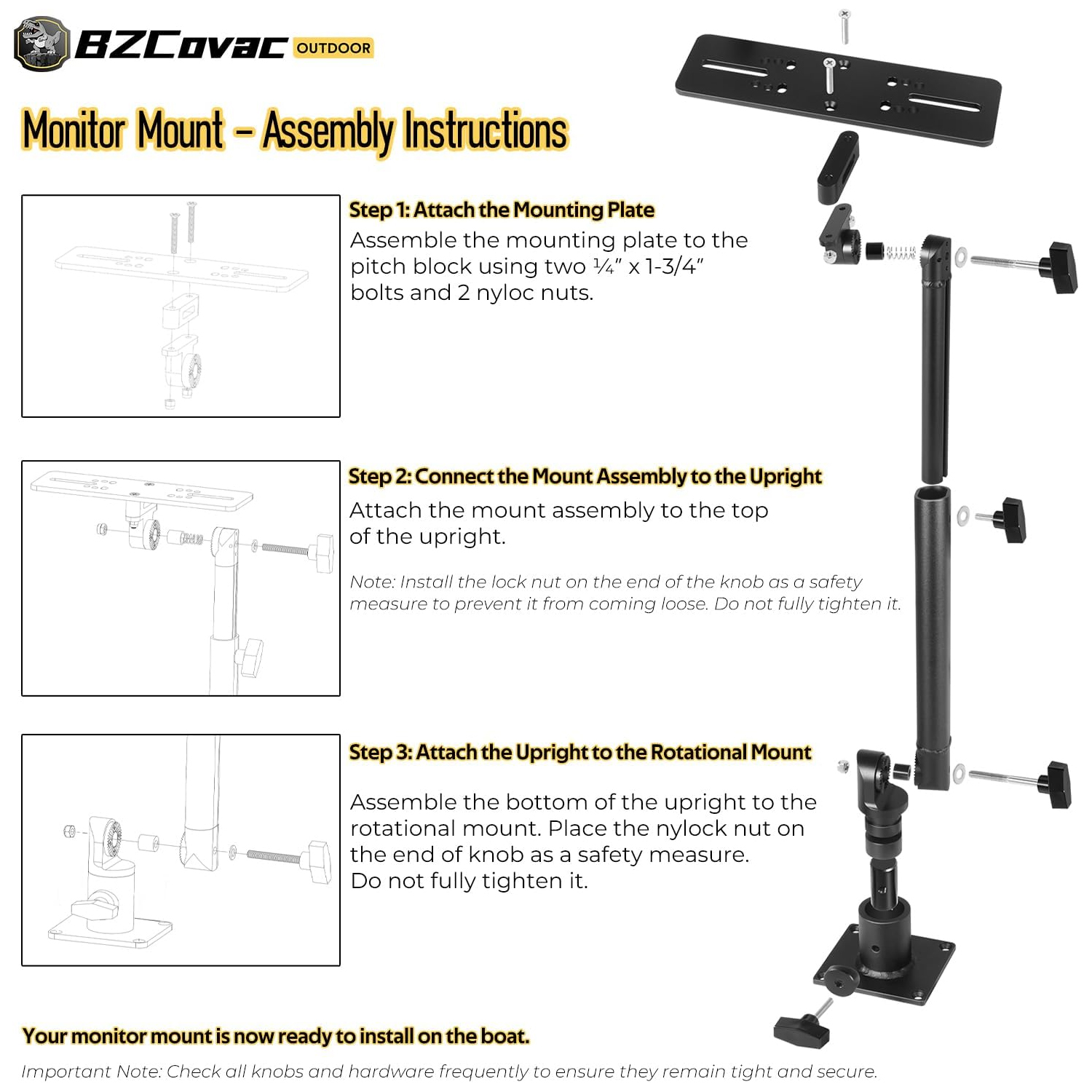 Marine Anodized Aluminum Monit - Adjustable Monitor Mount のレビューと価格
