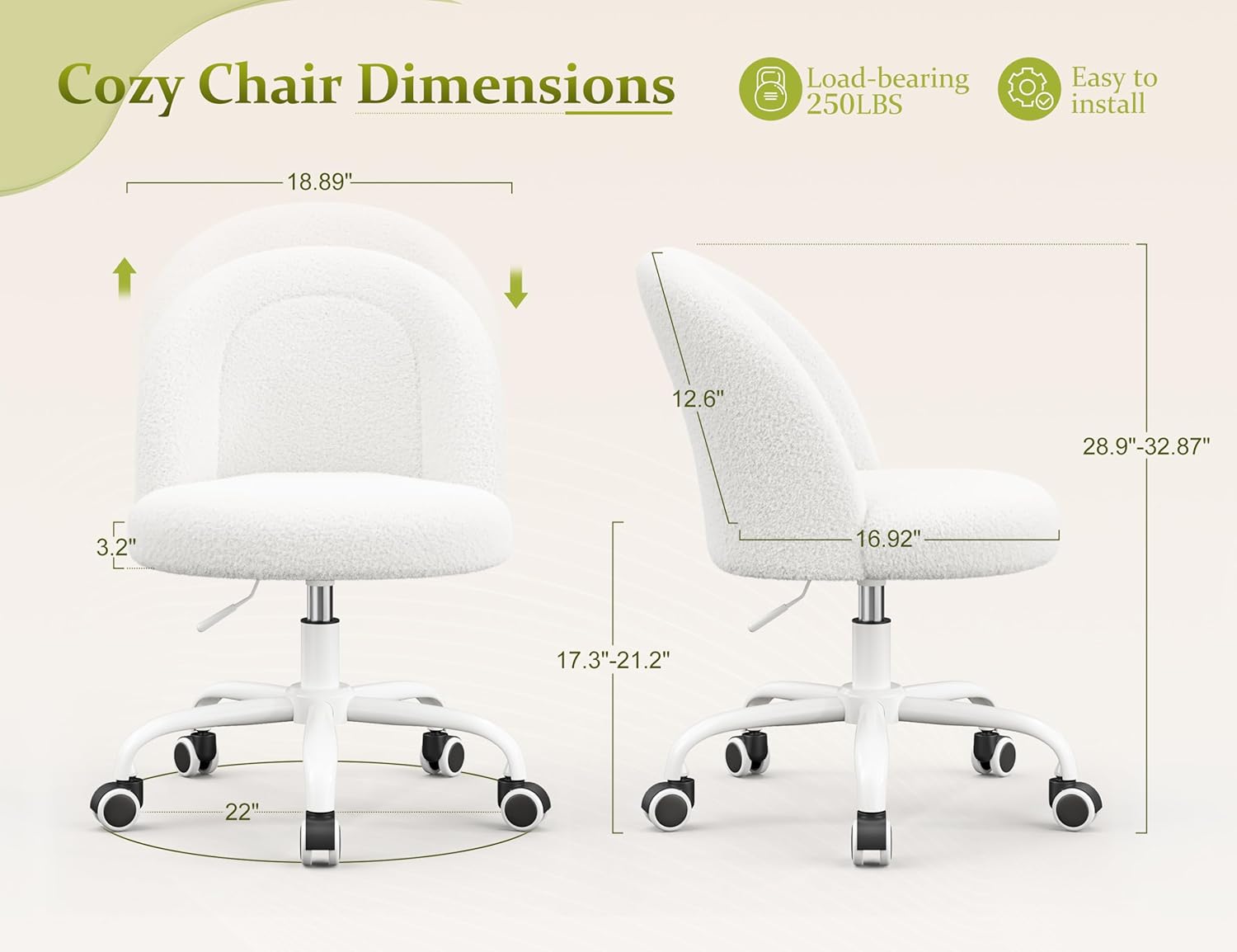 Height Adjustable Vanity Chair - Office Furniture For Small Spaces のレビューと価格