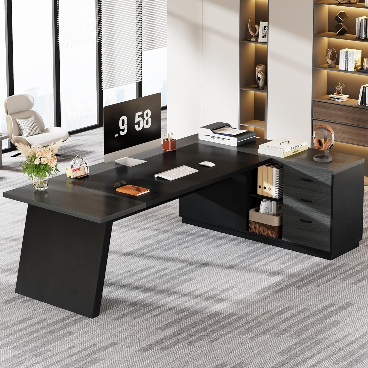 L-Shaped Executive Desk 78in M - Office Furniture For Small Spaces のレビューと価格