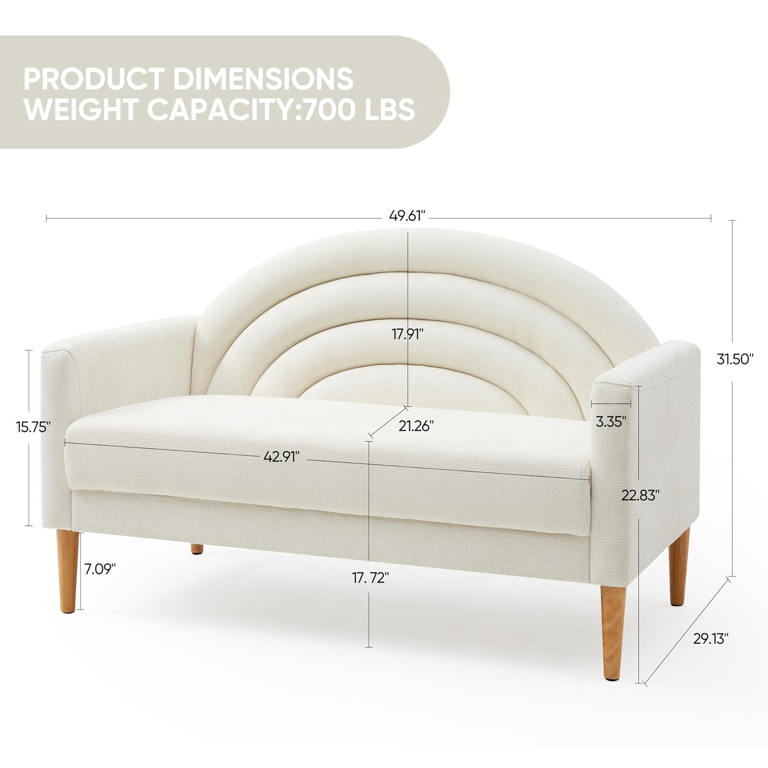 49in Mid Century Loveseat Line - Office Furniture For Small Spaces のレビューと価格