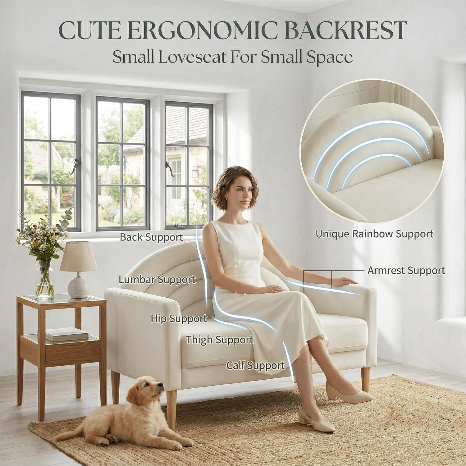 49in Mid Century Loveseat Line - Office Furniture For Small Spaces のレビューと価格