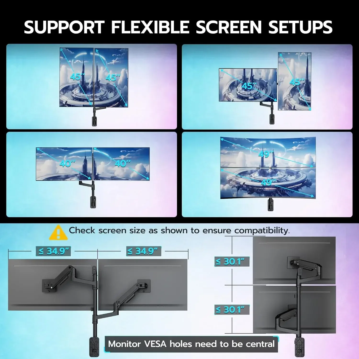 Dual Monitor Wall Mount for 17 - Adjustable Monitor Mount のレビューと価格