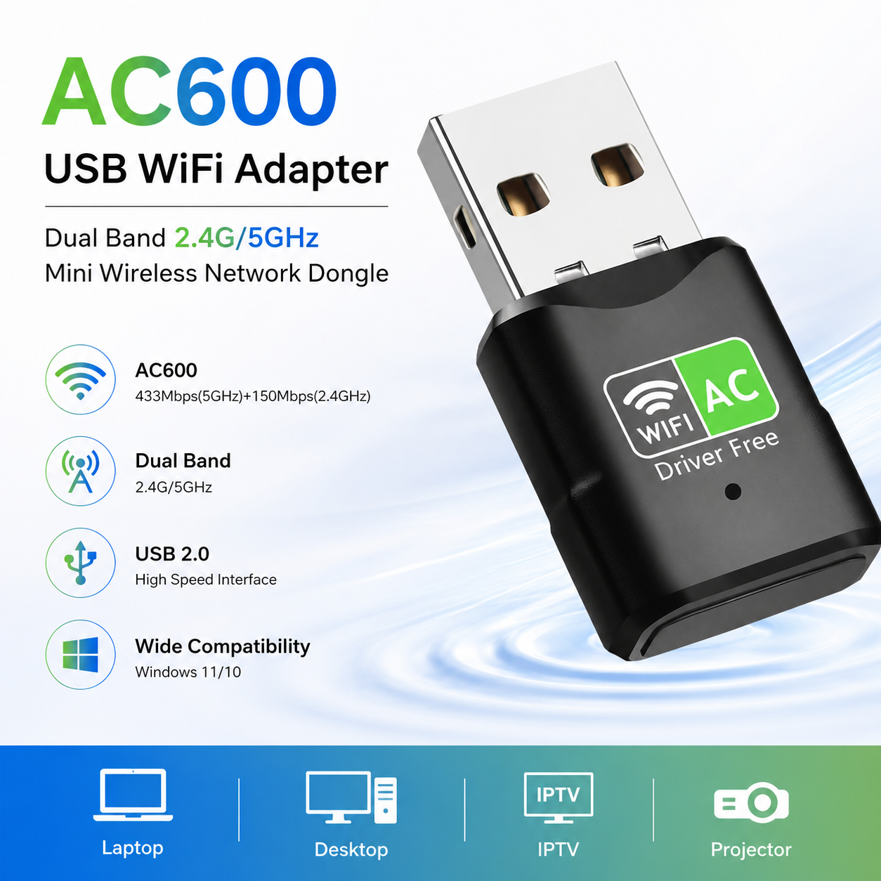 AC600 USB WiFi Adapter, Dual B - Adjustable Laptop Table のレビューと価格