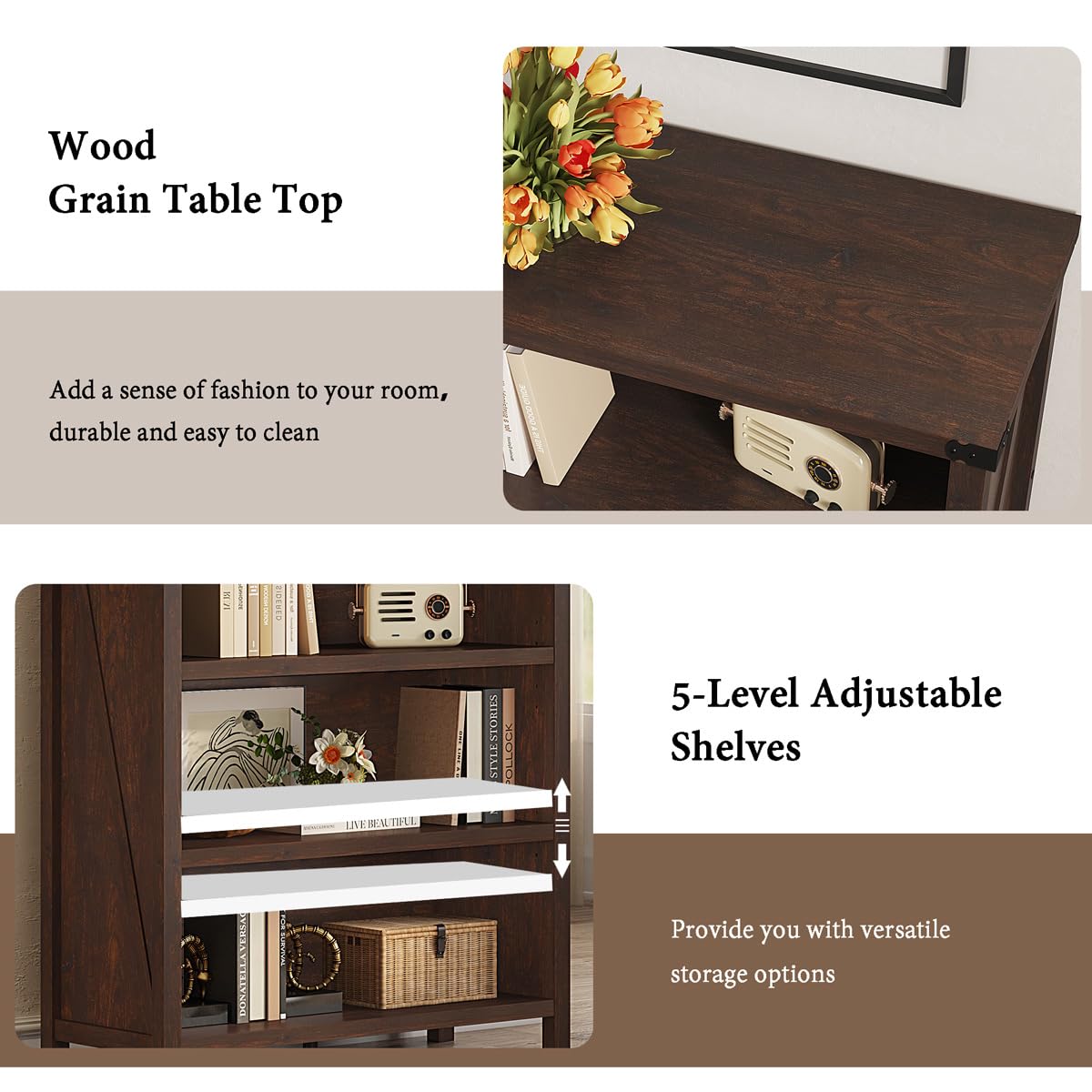 Farmhouse Style 3 Tier Wooden  - Office Furniture For Small Spaces のレビューと価格